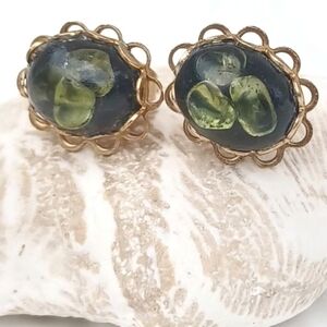 Black and Green Post Earrings
